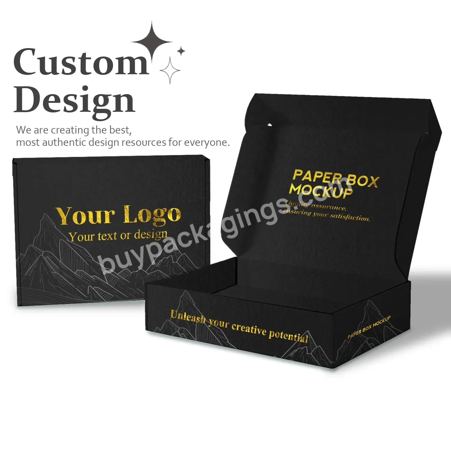 Custom Cheapest Price Luxury Kraft Paper Corrugated Carton Black Cardboard Box