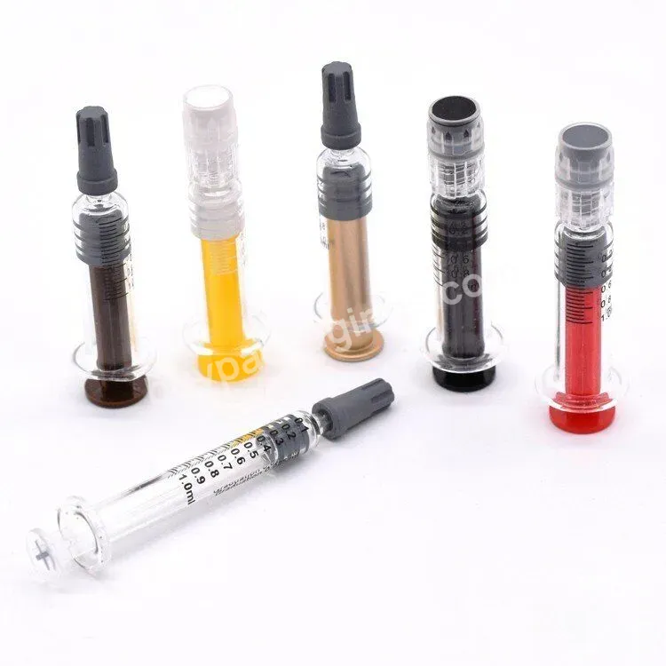 Custom Child Resistant 0.5ml 1ml 2.25ml 3ml 5ml 10ml Glass Syringe With Metal Luer Lock Oil Applicator Prefilled Syringes