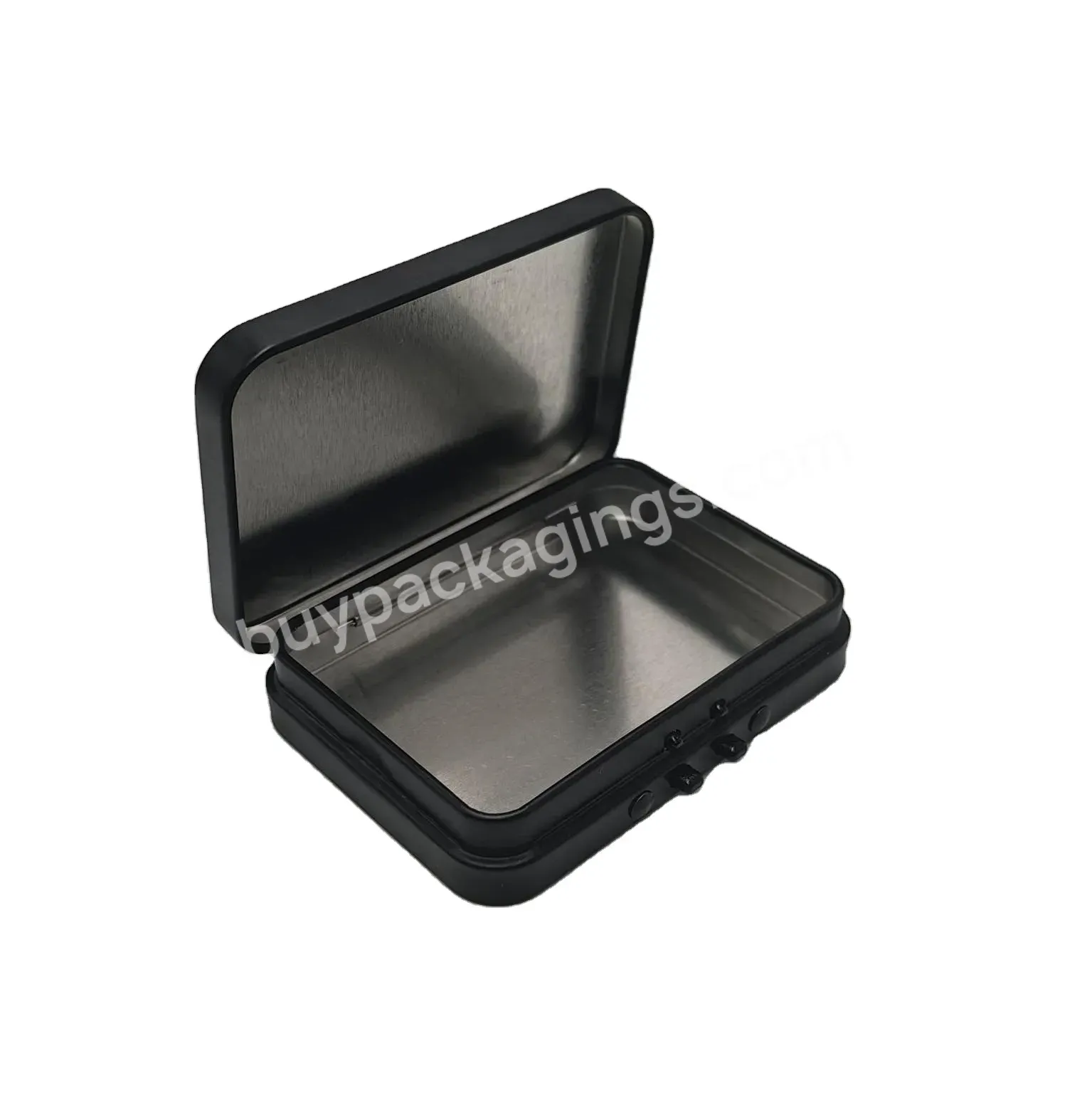 Custom Child Resistant & Sustainable Hinged-lid Mini Large Rectangular Pack Can & Box Tin Containers With Lids Tin Box