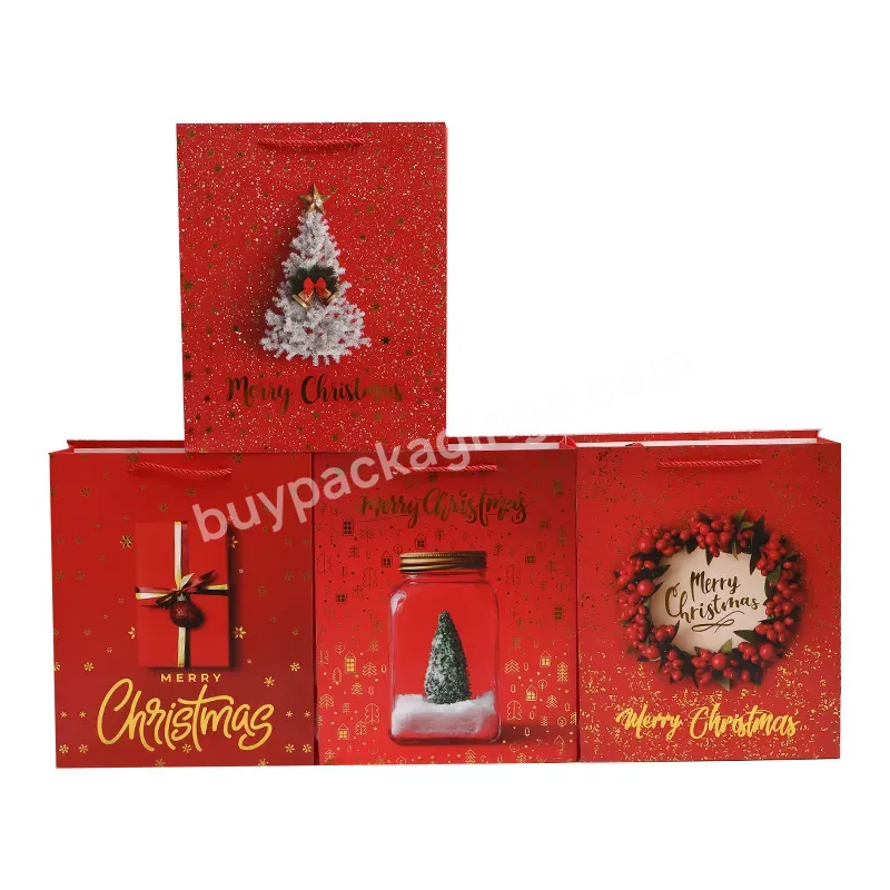 Custom Christmas Paper Bag With Your Own Logo Christmas Paper Carrier Bags Candy Paper Bag