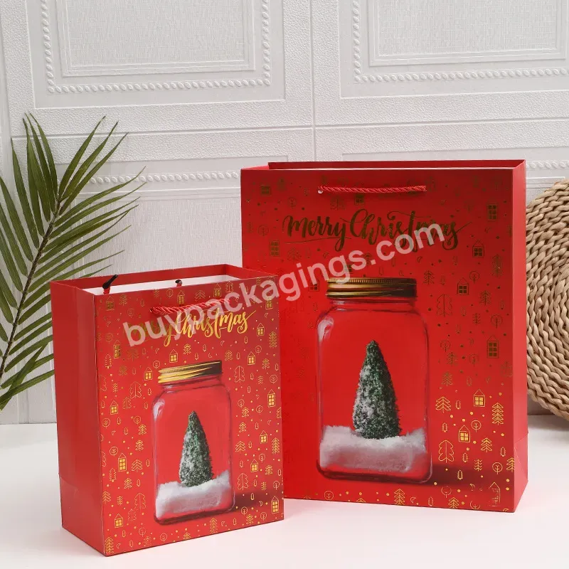 Custom Christmas Paper Bag With Your Own Logo Christmas Paper Carrier Bags Candy Paper Bag