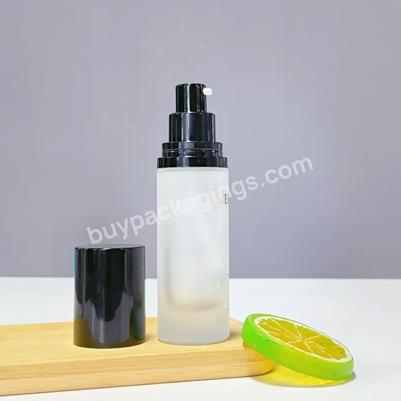 Custom Clear Frosted Thick Bottom 1oz Skincare Oil Serum Glass Bottle Pump 30 Ml Lotion Dispenser With Treatment Pump