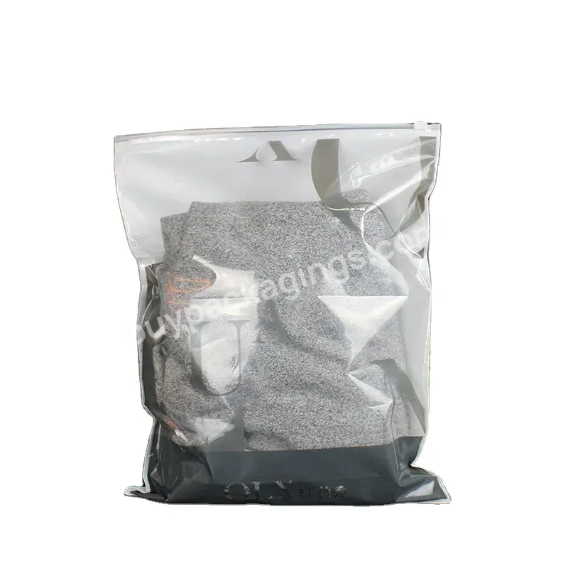 Custom Clear Matt Logo Printed Zip Lock Bags For Apparel Garment Storage Packing