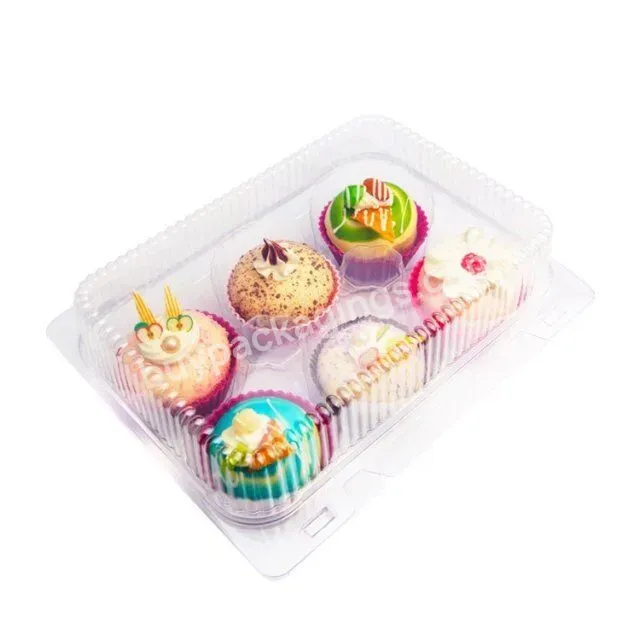 Custom Clear Pet Clam Shell Cupcake Box Plastic Cake Slice Containers