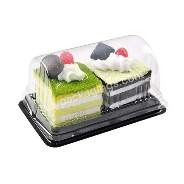 Custom Clear Plastic Rectangular Mini Cake Slicing Box For Desserts Bakery Wedding Packaging Box