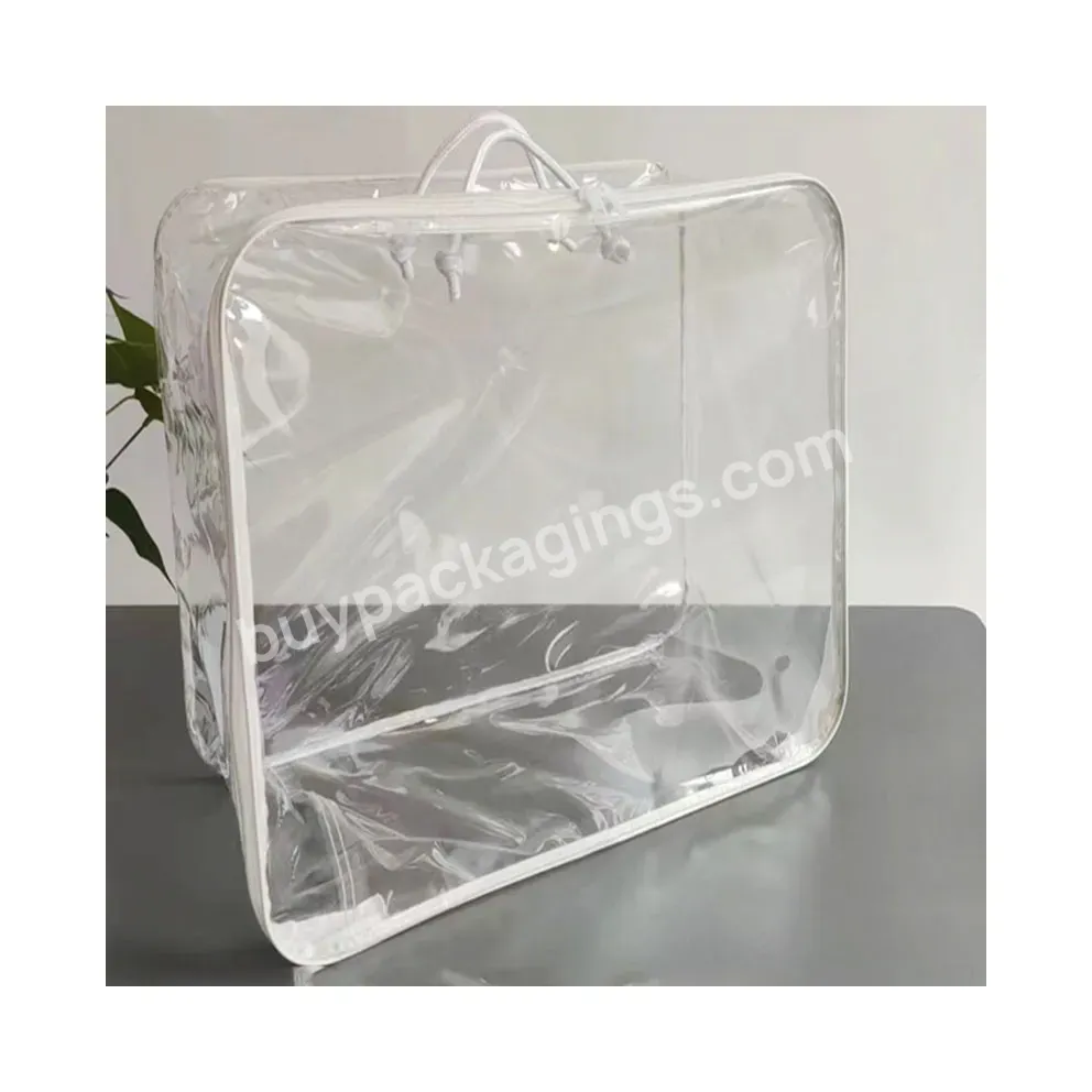 Custom Clear Pvc Travel Big Zipper Bag Transparent Packing Clear Pvc Zip Bag With Logo
