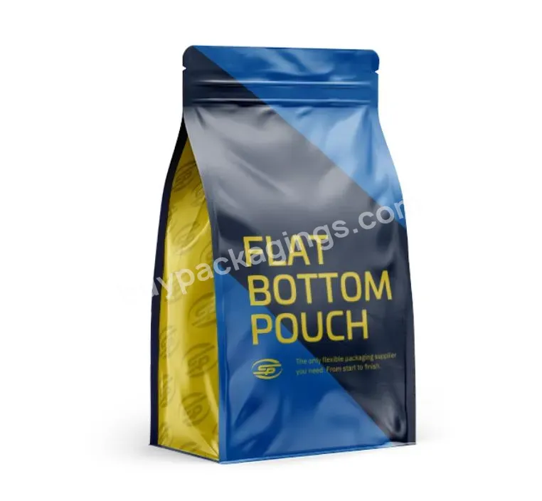Custom Clear Square Bottom Bag For Food Packaging Flat Bottom