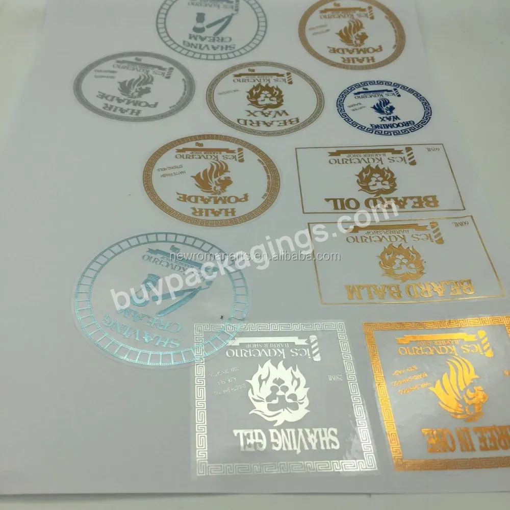 Custom Clear Transparent Pvc Self Adhesive Silver Foil Blue Gold Foil Cosmetic Sticker Label