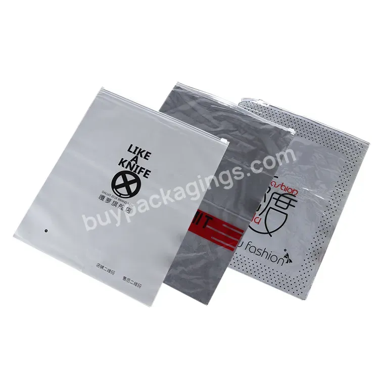 Custom Clothes Packaging Split Bags Biodegradable Frosted Pvc Plastic Zipper Bag For Business