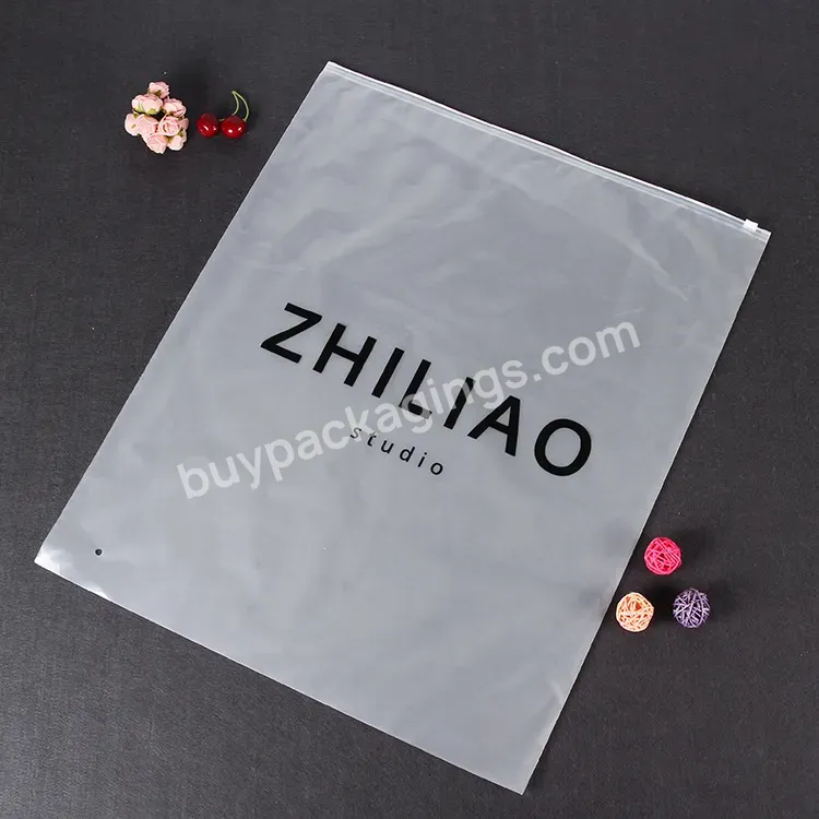 Custom Clothes Packaging Split Bags Biodegradable Frosted Pvc Plastic Zipper Bag For Business