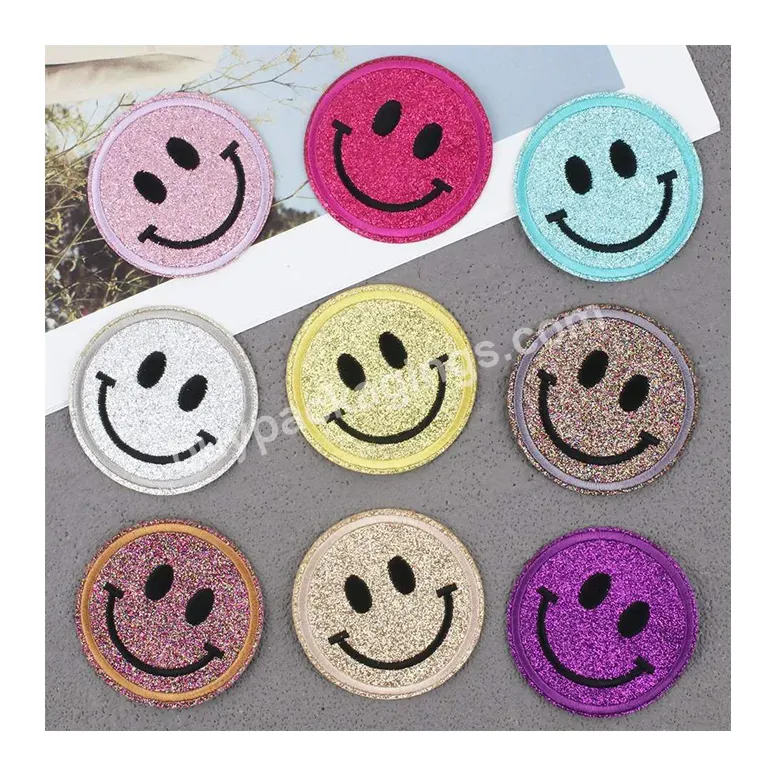 Custom Clothing Embroidery Iron On Smiley Face Patches