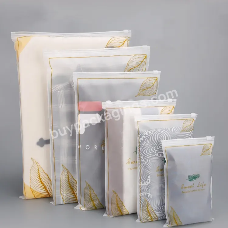 Custom Clothing Plastic Pvc Packaging Logo Frosted Zipper Bag