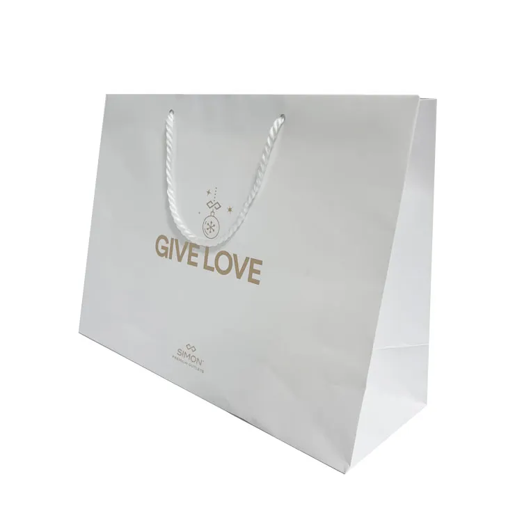 Custom clothing shopping bags gift paper carry bags with ribbon handle