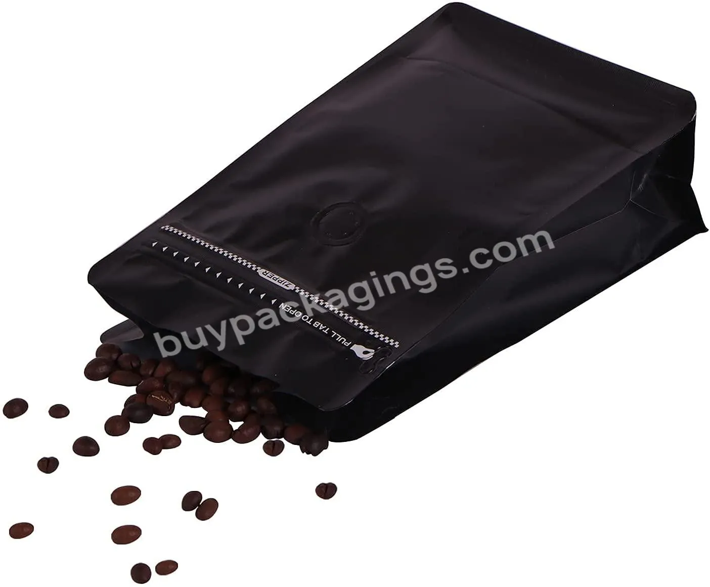 Custom Coffee Bean Bag Packaging Pouch 250g 0.5lb Kraft Paper Pla Eight 8 Side Sealed Flat Bottom Coffee Zipper Bag