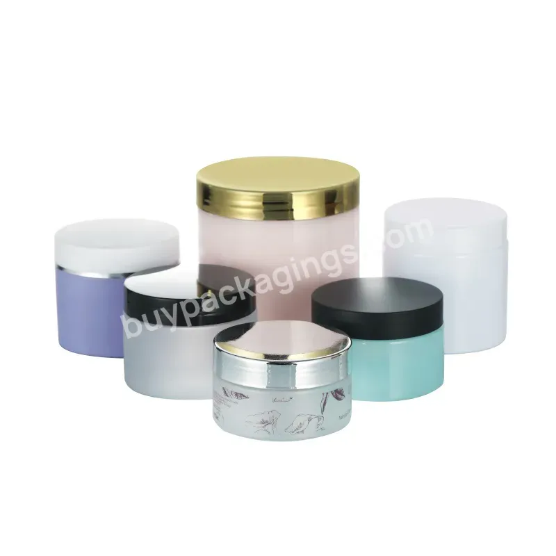 Custom Color 200 250 300 350ml 500ml White Purple Blue Hair Cream Can Body Scrub Jars Round Plastic Food Grade Packaging Pet Jar - Buy Plastic Cosmetic Jars,Plastic Jars For Cosmetics,Cosmetic Plastic Jars For Body Butter With Lids.