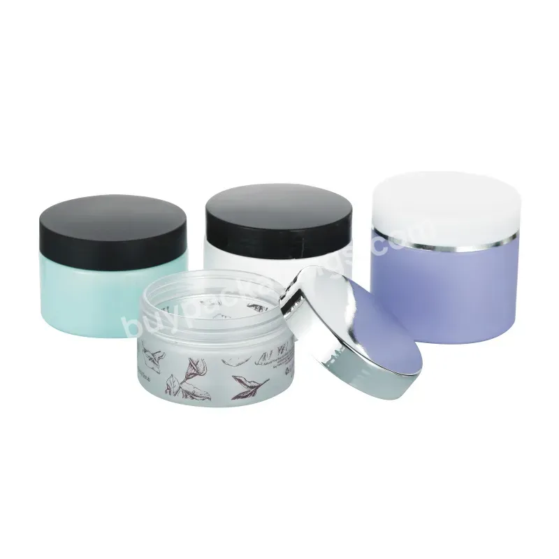 Custom Color 200 250 300 350ml 500ml White Purple Blue Hair Cream Can Body Scrub Jars Round Plastic Food Grade Packaging Pet Jar - Buy Plastic Cosmetic Jars,Plastic Jars For Cosmetics,Cosmetic Plastic Jars For Body Butter With Lids.