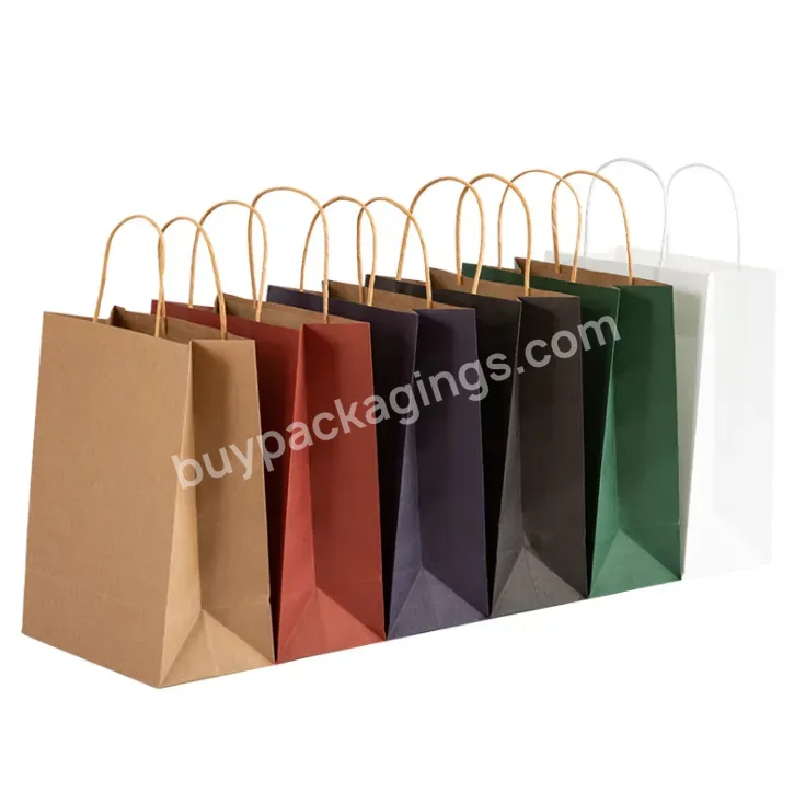 Custom Color Kraft Paper Bag Thickened Takeaway Baking Packaging Bag Gift Packaging Tote Bag