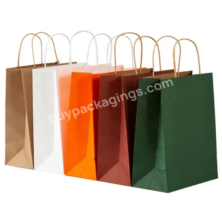 Custom Color Kraft Paper Bag Thickened Takeaway Baking Packaging Bag Gift Packaging Tote Bag