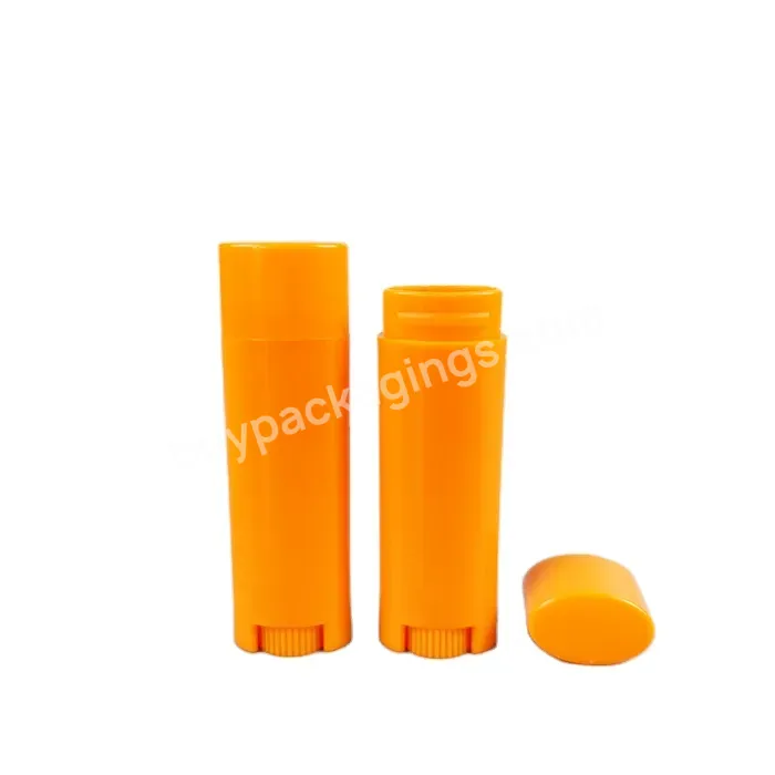 Custom Color Lip Balm Tube Packaging Personal Care Plastic Pp Empty 5g Lip Balm Tube Orange - Buy 5g Lip Balm Container,Oval Stick Container.