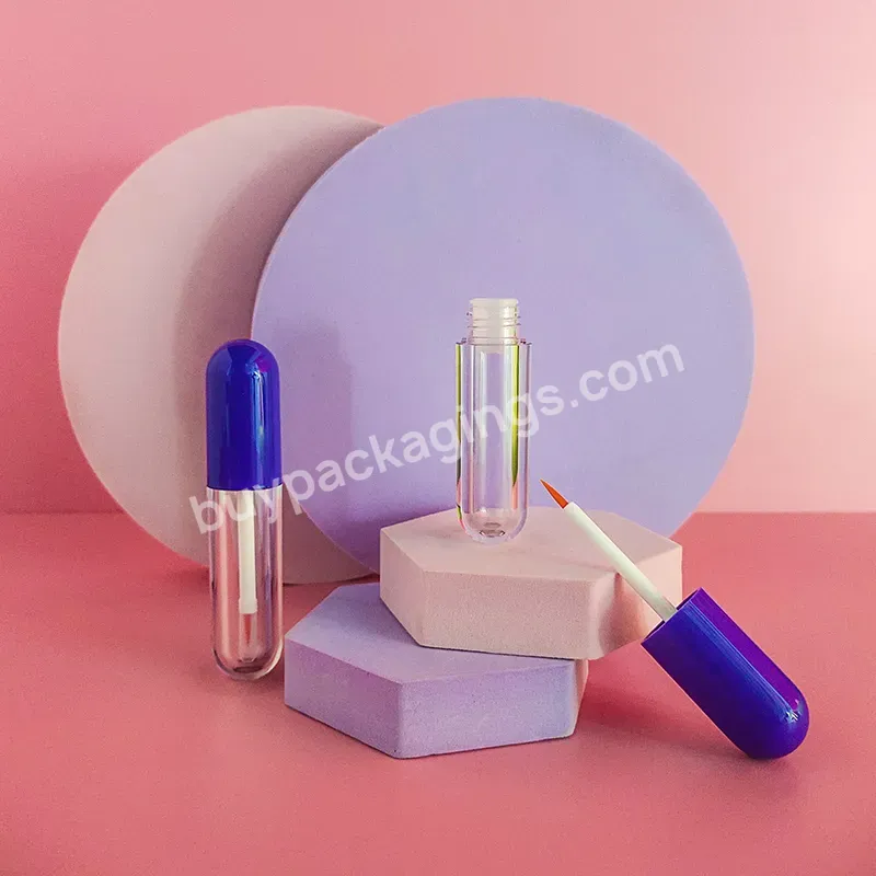 Custom Color Logo Flat Oval Ellipse Liquid Lipstick Lip Gloss Container Metallic Rose Pink 5ml Empty Lipgloss Tube Packaging