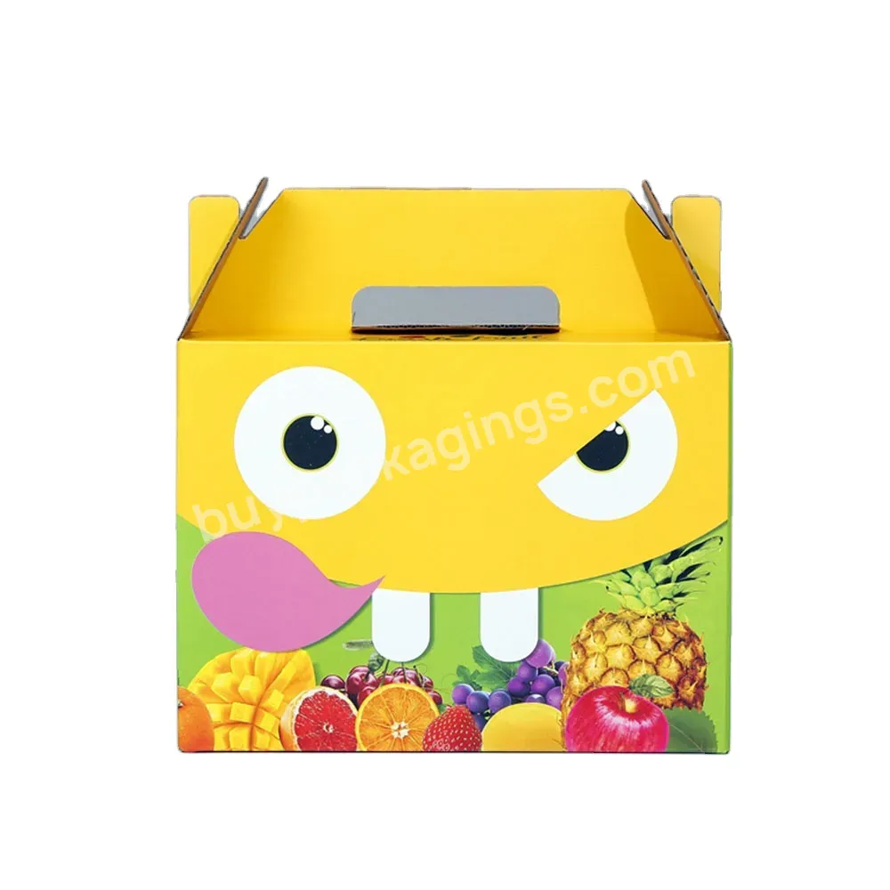 Custom Color Printed Cardboard Shopping Gift Handle Boxes Kraft Paper Corrugated Box Fruit Corrugated Box