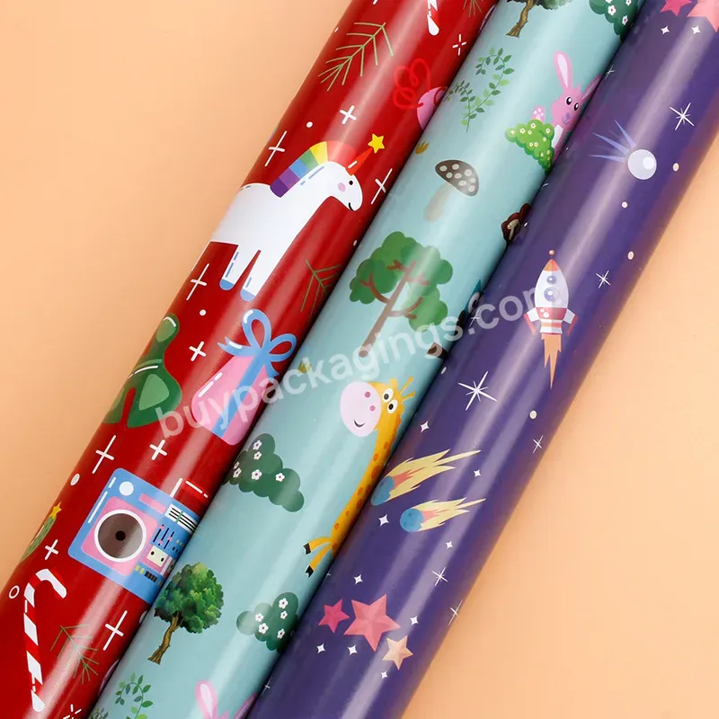 Custom Color Printed Gift Wrapping Paper Christmas Birthday Gift Cartoon Wrapping Paper Wholesale
