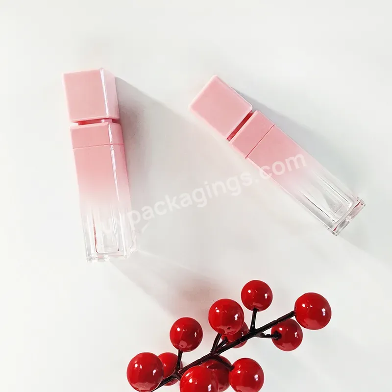 Custom Color Square 10ml Gradient Pink Lip Gloss Tubes With Wands Custom Logo In Stock