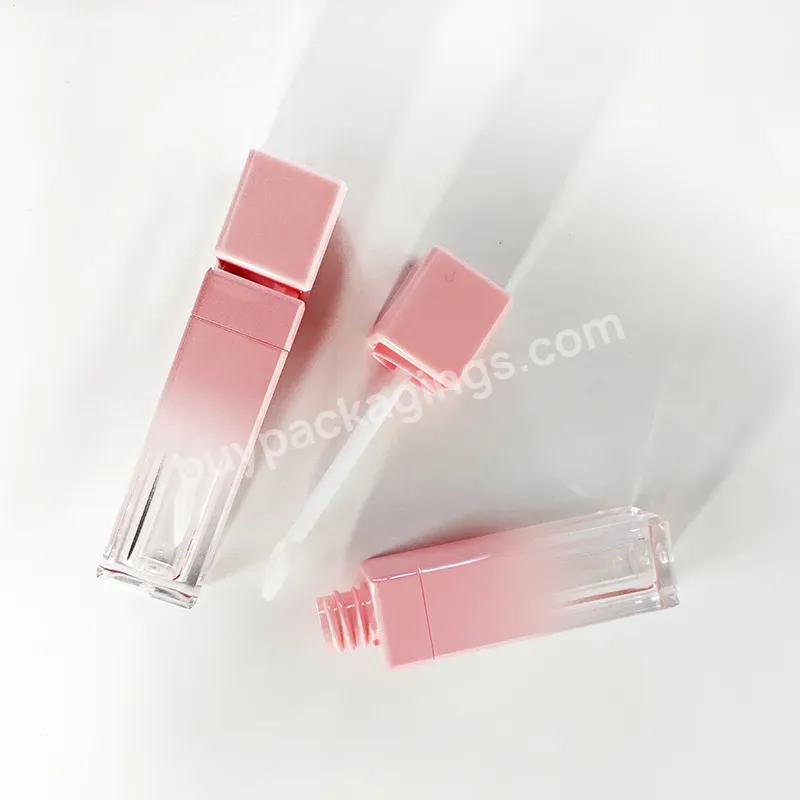 Custom Color Square 10ml Gradient Pink Lip Gloss Tubes With Wands Custom Logo In Stock