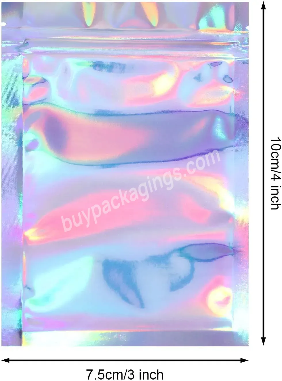 Custom Colorful Holographic Plastic Packaging Bags For Food Heat Seal Sachet Poly Mailer Bags Gift Bags Eco-friendly Laminated