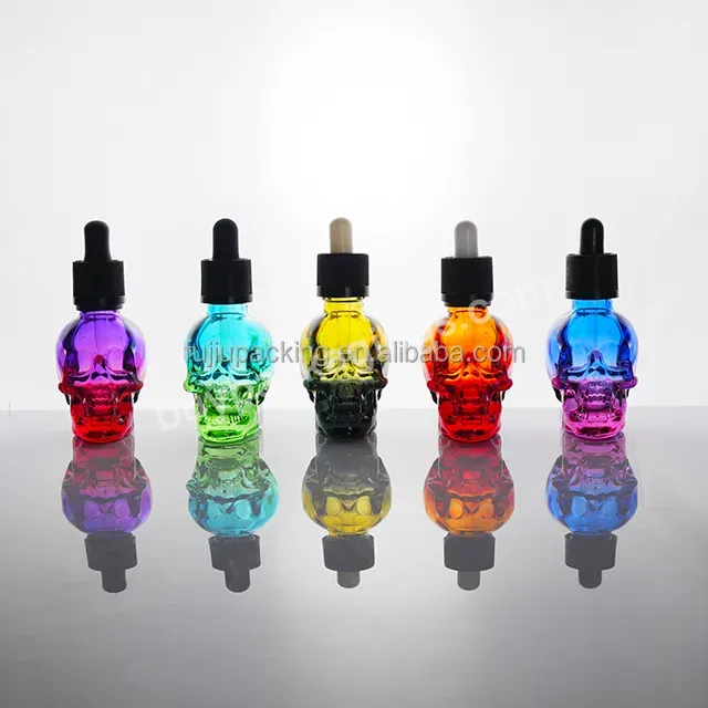 Custom Colorful Spray Bottles Perfume Beard Oil 1oz 2oz 30ml 60ml 120ml Small Clear Colour Shaped Skull Glass Dropper Bottle