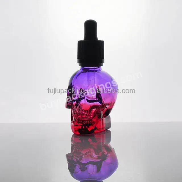 Custom Colorful Spray Bottles Perfume Beard Oil 1oz 2oz 30ml 60ml 120ml Small Clear Colour Shaped Skull Glass Dropper Bottle