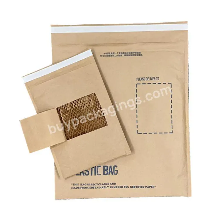 Custom Compostable Honeycomb Padded Kraft Paper Wrap Express Envelope Biodegradable Shockproof Mailers Shipping Packaging Bags