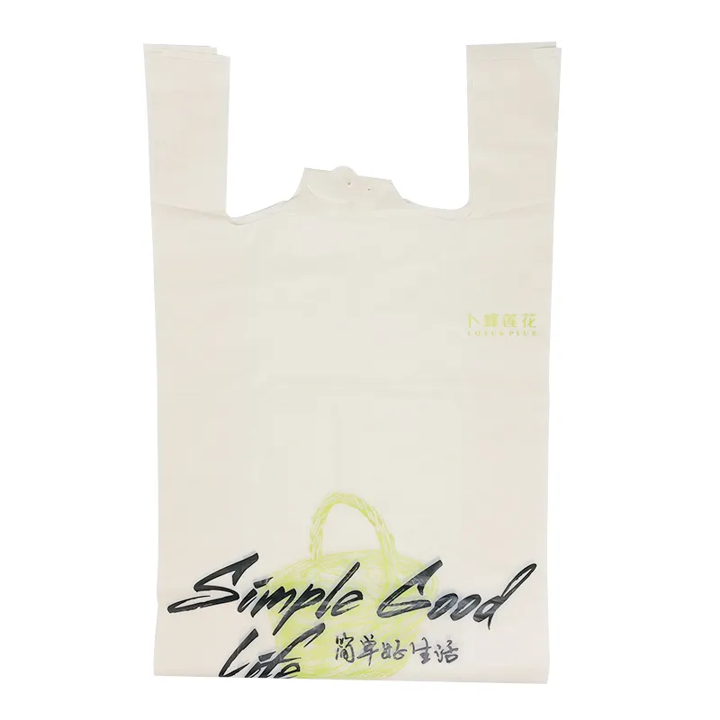 Custom Cornstarch Plastic Biodegradable Compostable Supermarket Vest grocery Shopping Bag