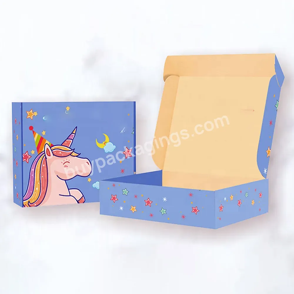 Custom Corrugated Board Printed Garment Cute Packaging Box Kids Clothes Packaging Box Foldable Storage Box For Clothes