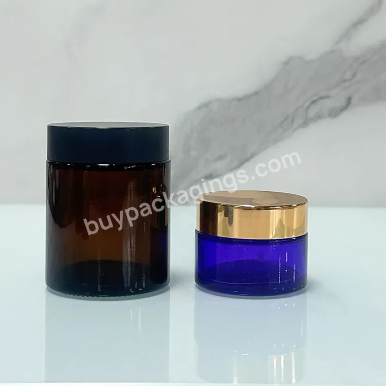 Custom Cosmetic 20g 30g 50g Transparent Amber Brown Shoulder Face Glass Cream Jarcaps For Skin Care