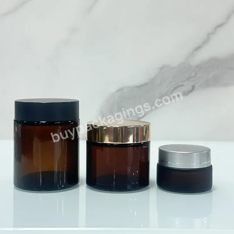 Custom Cosmetic 20g 30g 50g Transparent Amber Brown Shoulder Face Glass Cream Jarcaps For Skin Care - Buy 20g 30g 50g Face Cream Glass Jar,Glass Cream Jar,Transparent Brown Amber Cosmetic Jar.