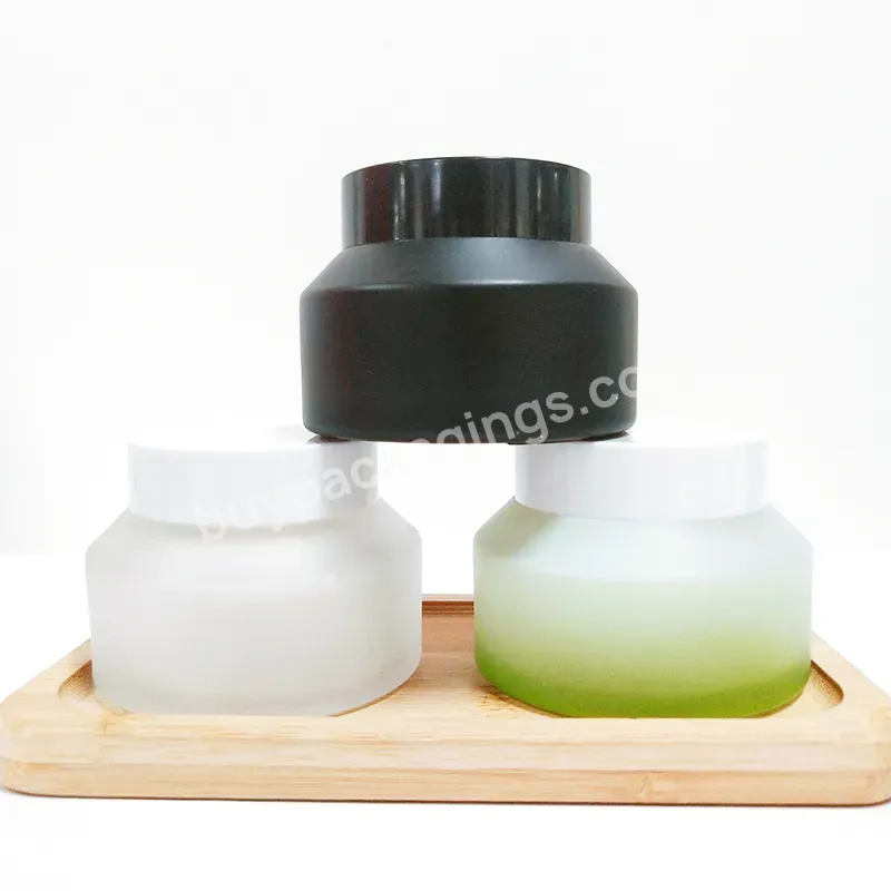 Custom Cosmetic Container 30g 50g Glass Jar Skin Care Packaging Face Eye Cream Matte Frosted Black Cosmetic Jar With Lid