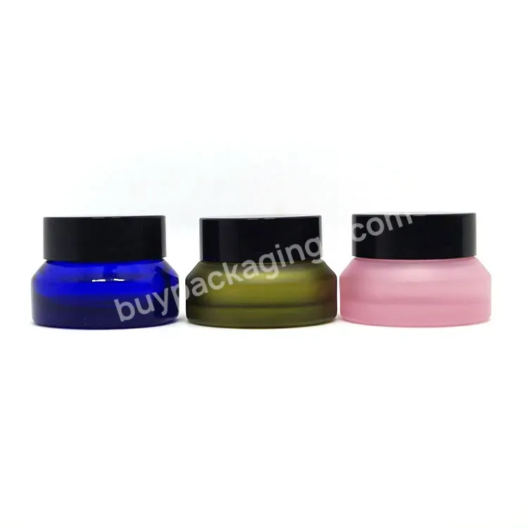 Custom Cosmetic Container 30g 50g Glass Jar Skin Care Packaging Face Eye Cream Matte Frosted Black Cosmetic Jar With Lid