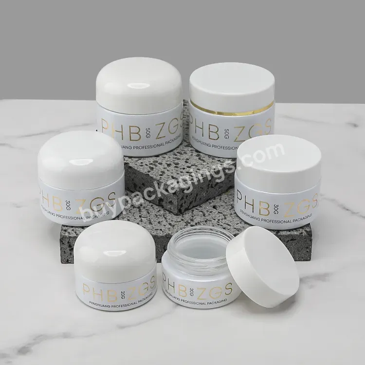Custom Cosmetic Cream 20g 30g 50g White Round Bottom Vials Sample Small Cream Glass Jar