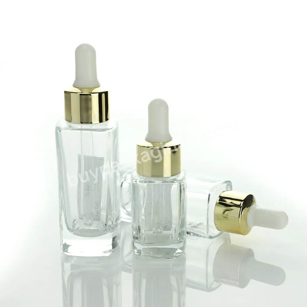 Custom Cosmetic Glass Dropper Bottles Clear Skin Care Serum Packaging Bottles