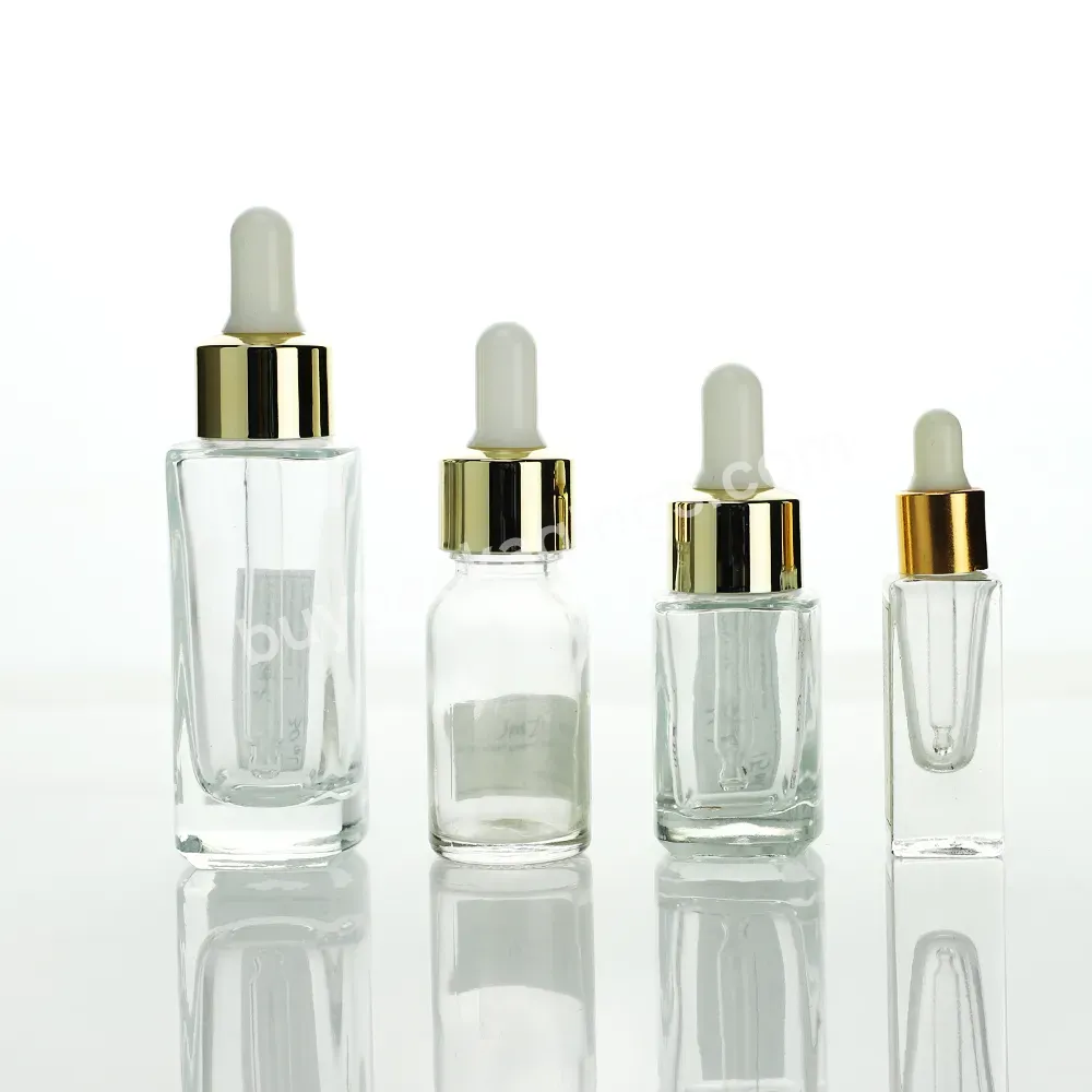 Custom Cosmetic Glass Dropper Bottles Clear Skin Care Serum Packaging Bottles