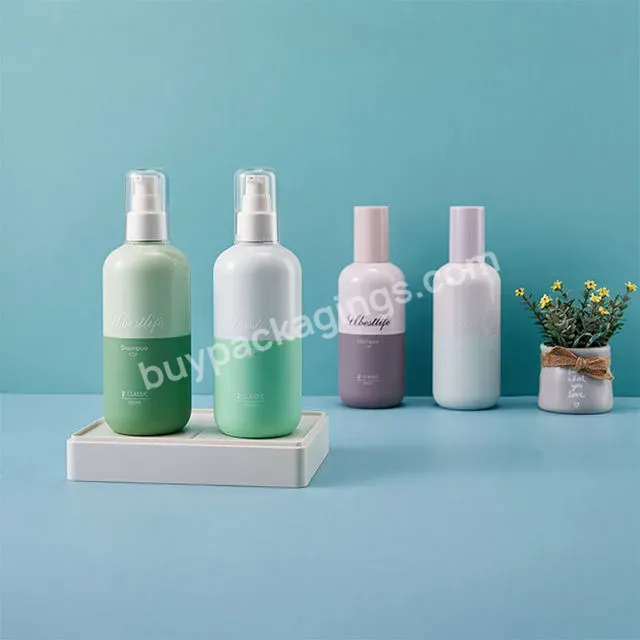 Custom Cosmetic Packaging Round Shoulder Bottles Shampoo Conditioner 250ml Lotion Pump Bottle Liquid Plastic Spray Bottle