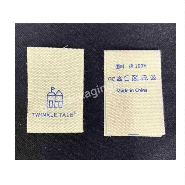 Custom Cotton Labels Fabric Garment Etiquette Logo Woven For Clothing Printed Label Clothes