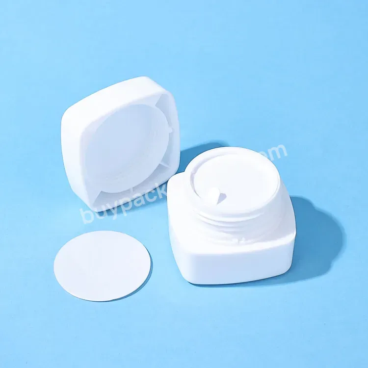 Custom Craft Logo Color Facial Body Skincare Cream Packaging 1oz White Cosmetic Jar 30g 50g Square Pet Plastic Cream Jar