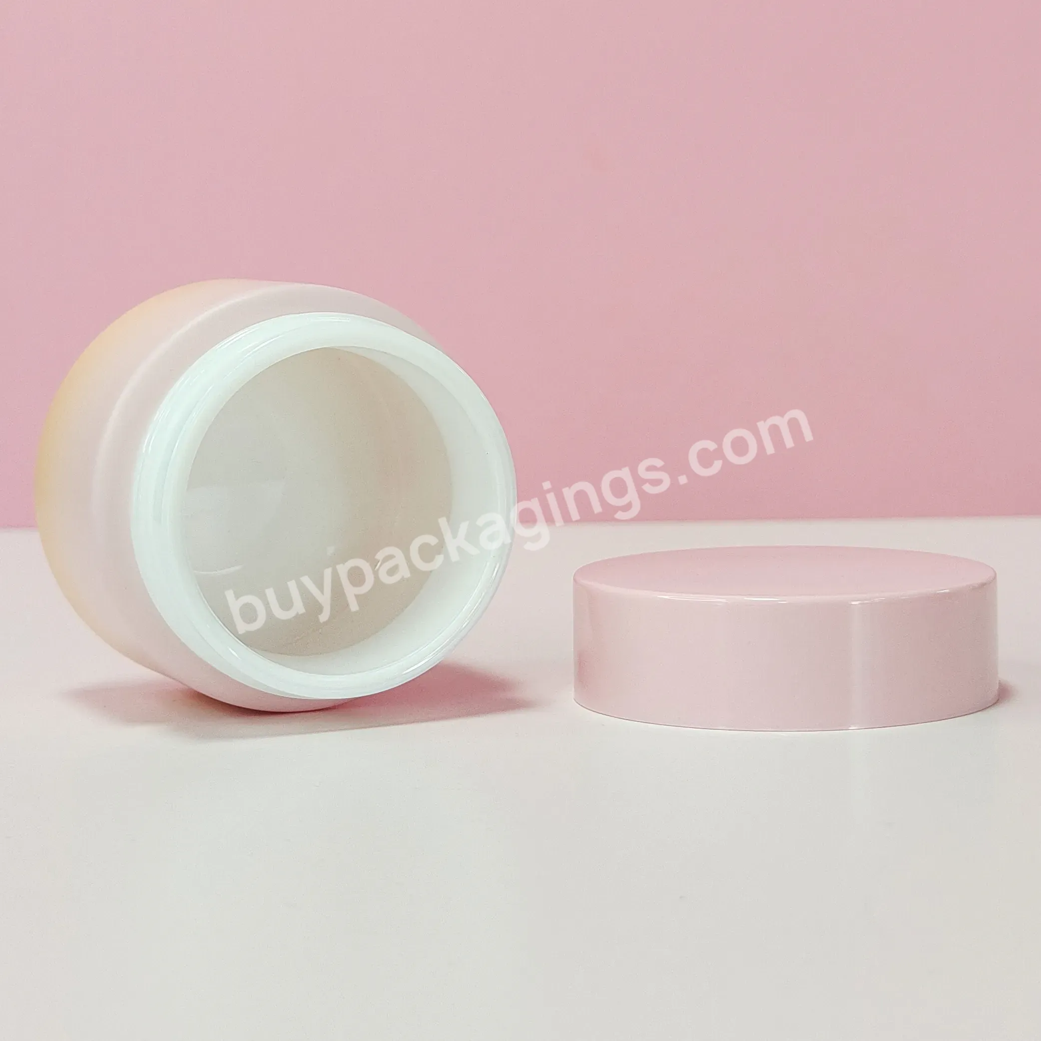 Custom Cream Lotion Lip Scrub Body Butter Container Forested Pink Opal White Glass Cosmetic Jar With Lid - Buy Dark Blue Glass Matte Frost Jar Cosmetics,Frosted Glass With Black Bamboo Top Cosmetic Jar,10 Ml Empty Jars Round Frosted Glass Cosmetic Crea.