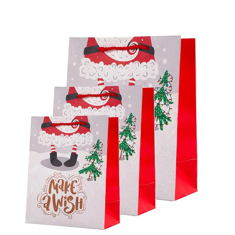 Custom creative gift kraft paper bag christmas packaging bread baked scarf sock holiday portable shopping gift bag