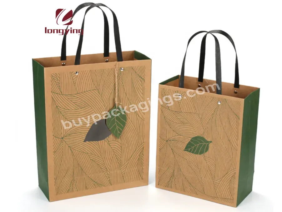 Custom Creative Luxury Hollow Out Bag Kraft Paper Paper With Black Braided Rope Rivet For Clothing Tags Clothing Packaging Bag