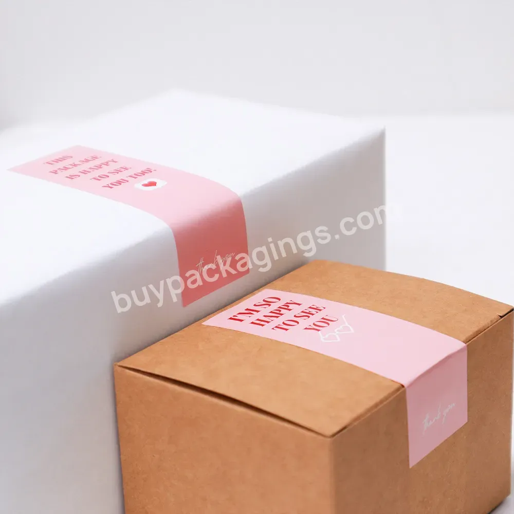 Custom Cute Pink Thank You Sticker Box Seal Label Packaging Sealing Decoration Sticker Package