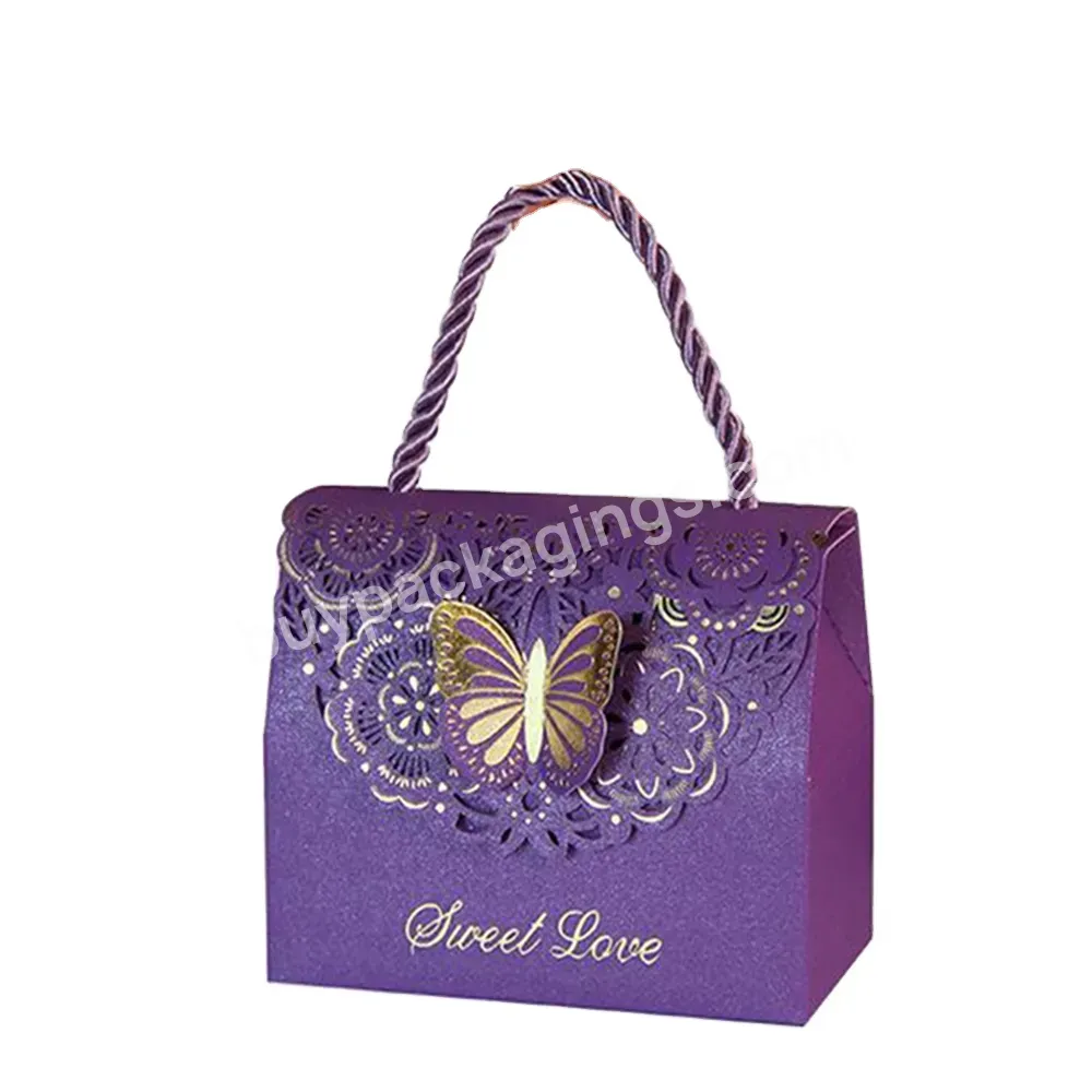 Custom Cutout Butterfly Wedding Candy Box Chocolate Party Gift Bag Gift Packaging Bag With Handle