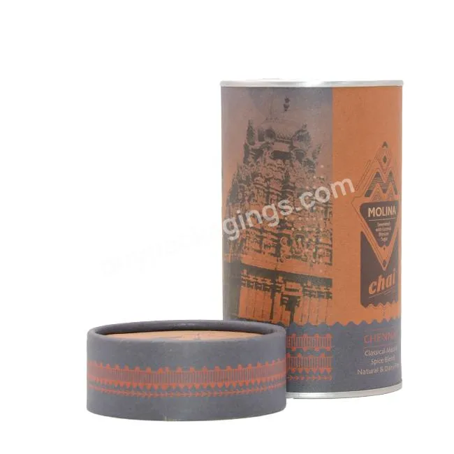 Custom Cylinder round food grade cardboard spice protein powder packaging paper tube with peel off airtight lid